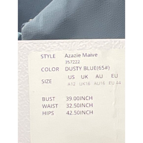 Azazie Maive Dusty Blue One-Shoulder Ruched Chiffon Bridesmaid Dress Size A12 - Picture 10 of 11